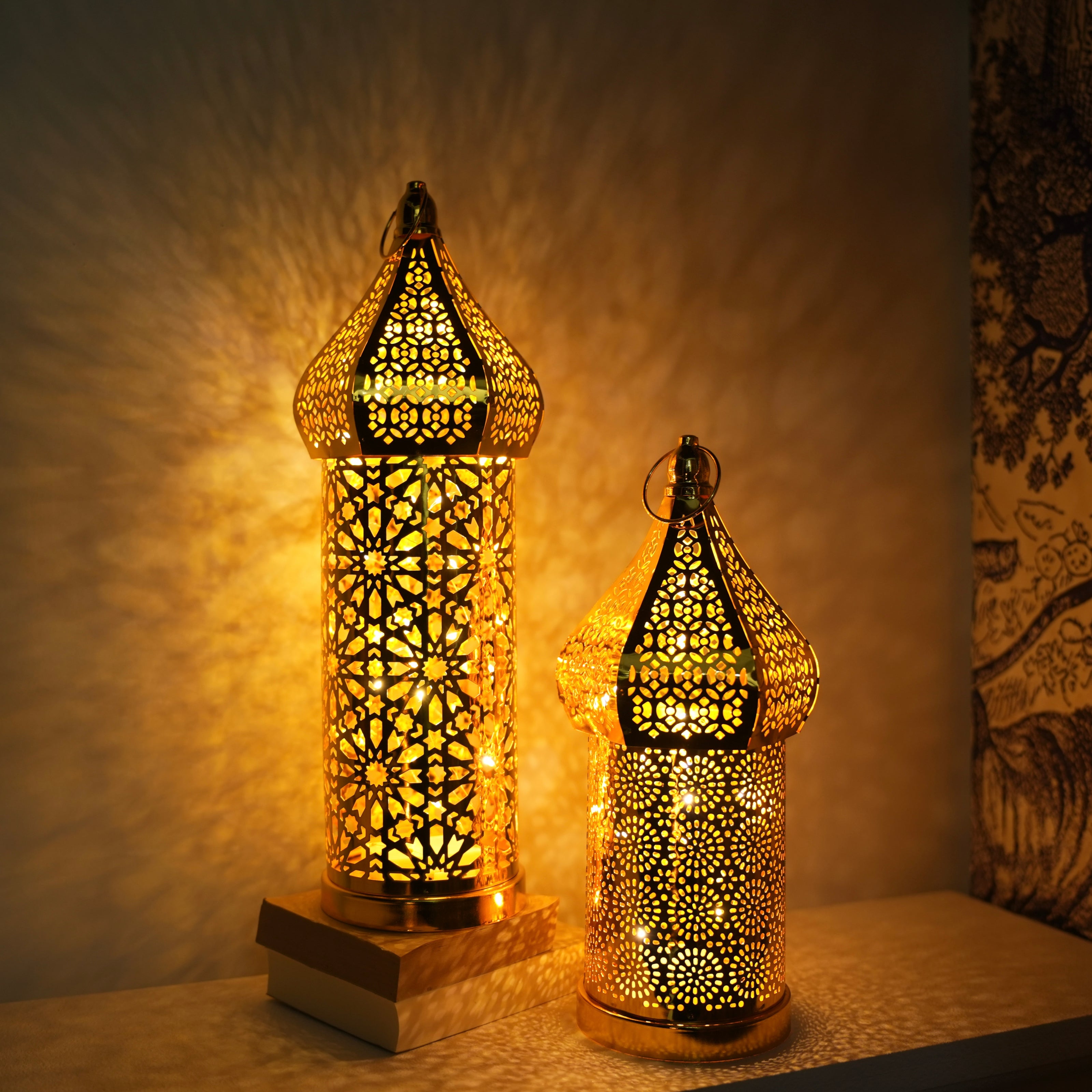 Moroccan Hollow LED Wind Lamp Floor Lantern