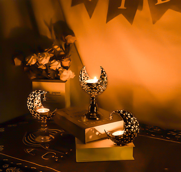 Islamic Moon-Shaped Metal Candle Holder