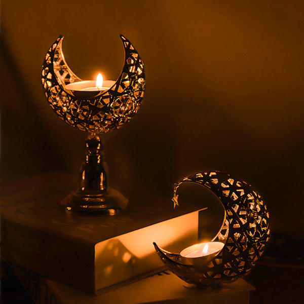 Islamic Moon-Shaped Metal Candle Holder