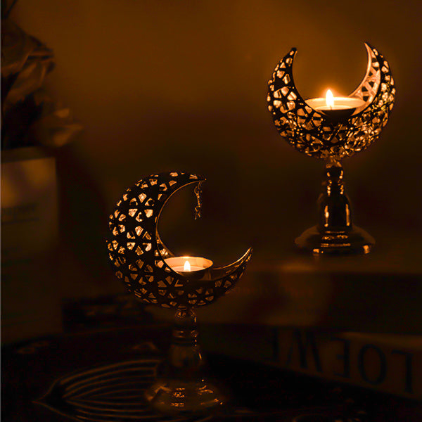 Islamic Moon-Shaped Metal Candle Holder