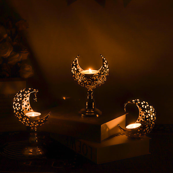 Islamic Moon-Shaped Metal Candle Holder