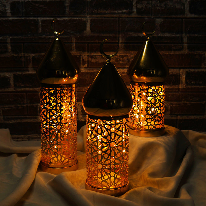 Arabic Geometric Metal Lantern LED Ramadan Light Decor