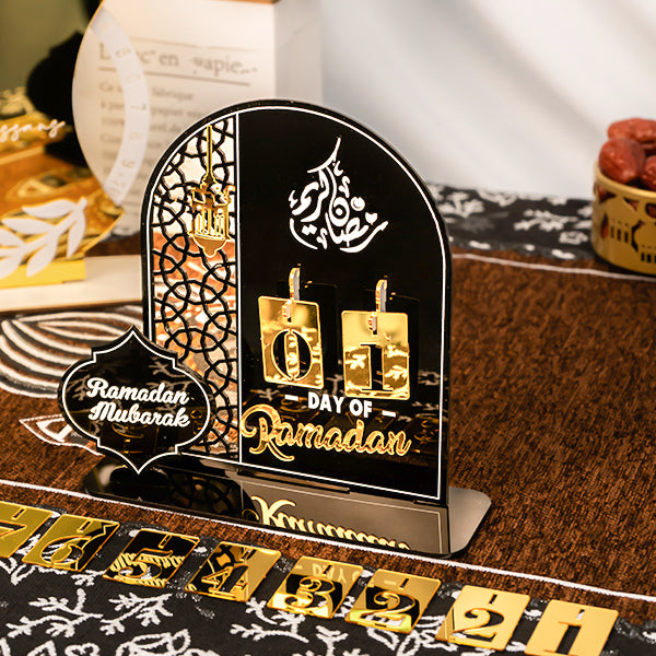 Acrylic Mirror Ramadan Countdown Calendar Tabletop Decoration