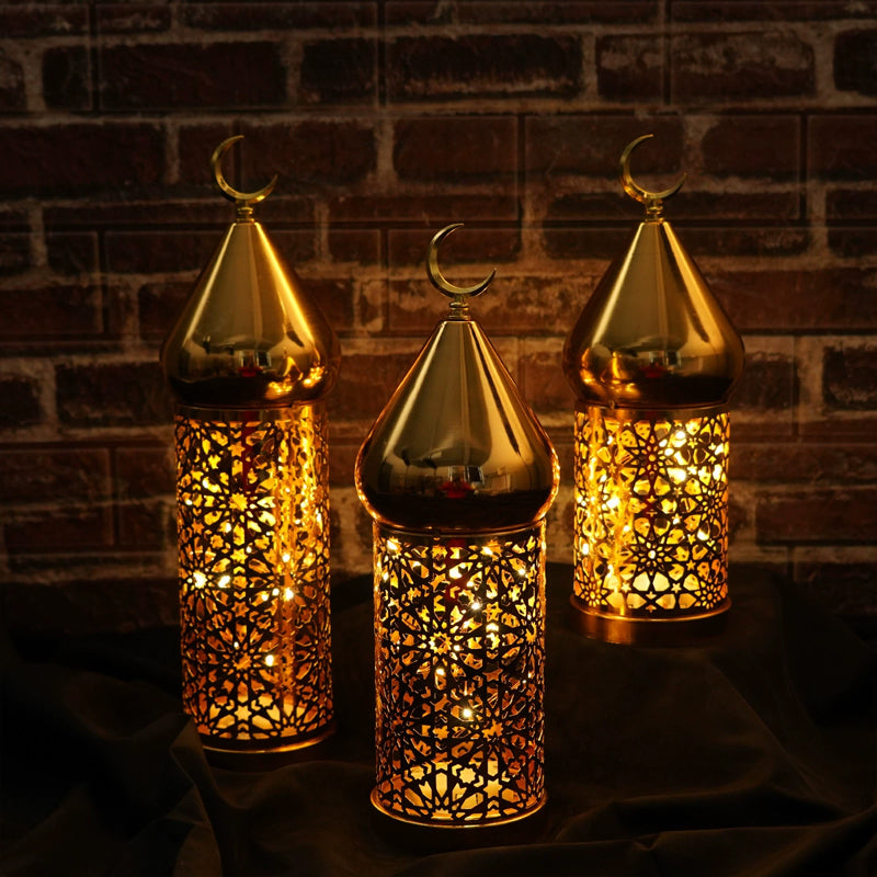 Arabic Geometric Metal Lantern LED Ramadan Light Decor