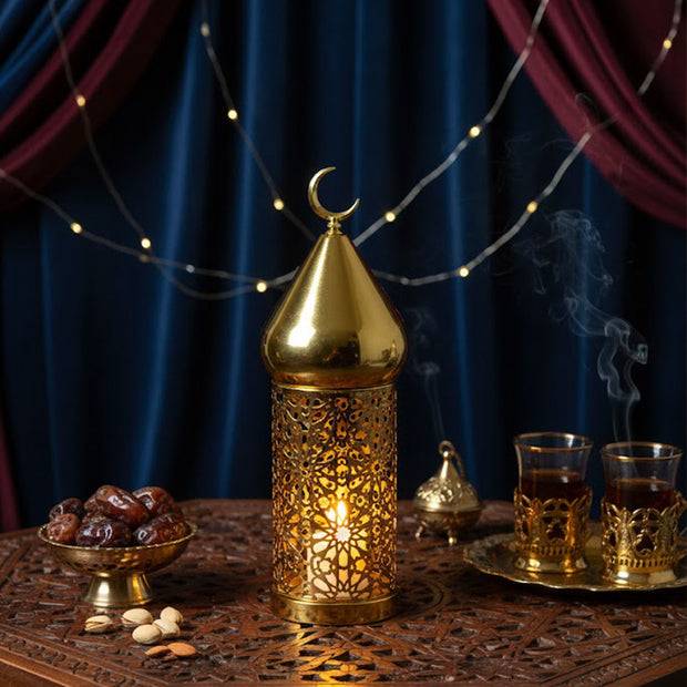 Arabic Geometric Metal Lantern LED Ramadan Light Decor