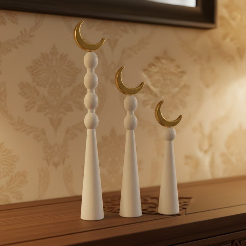 Wooden Crescent Moon Ramadan Table Decor Set