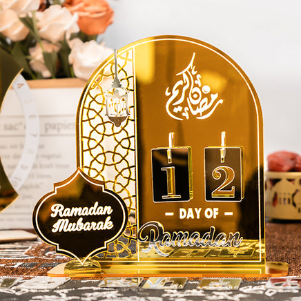 Acrylic Mirror Ramadan Countdown Calendar Tabletop Decoration