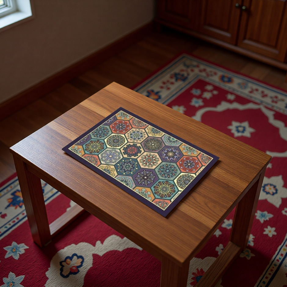 Moroccan Mosaic Dish Drying Mat, Absorbent & Non-Slip