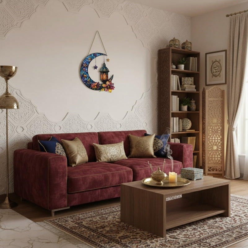 Floral Crescent Lantern Hanging Ornament