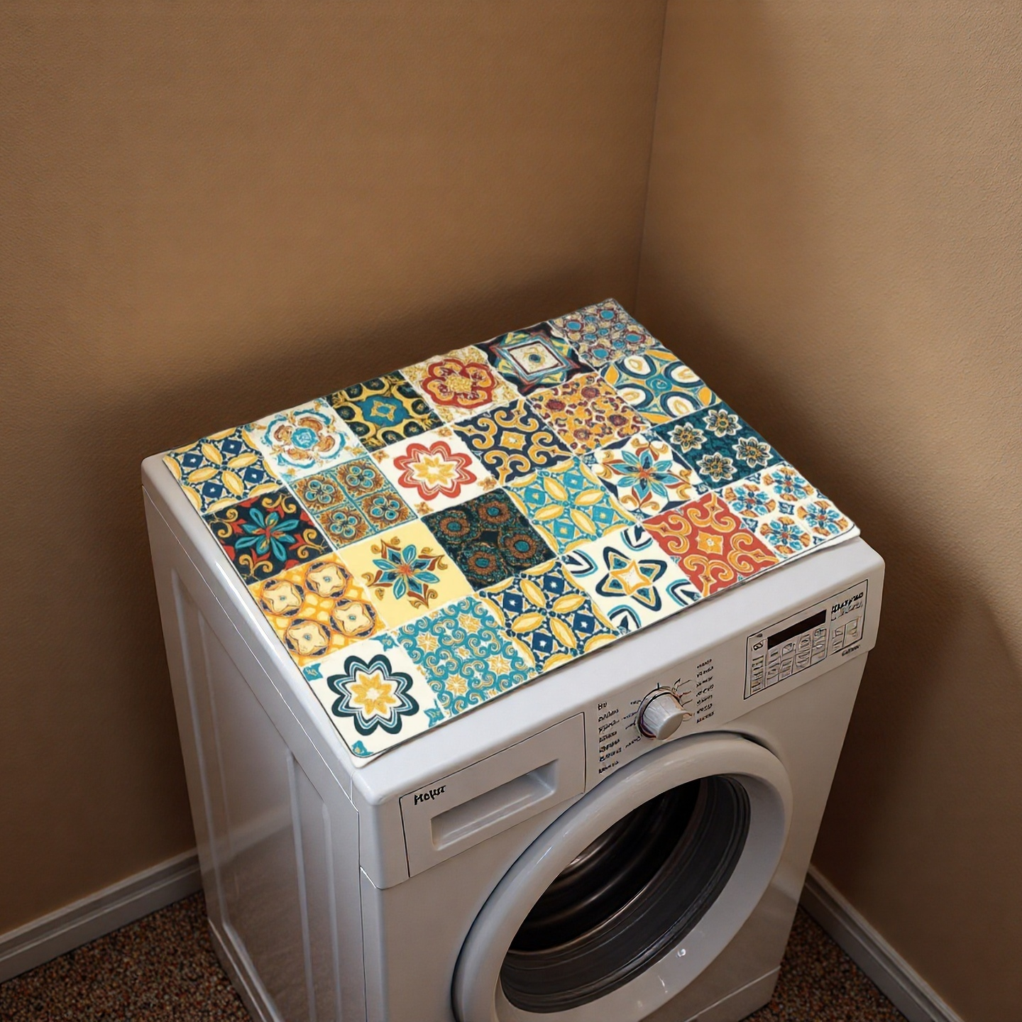 Washer Top Cover – Waterproof Non-Slip Moroccan Tile