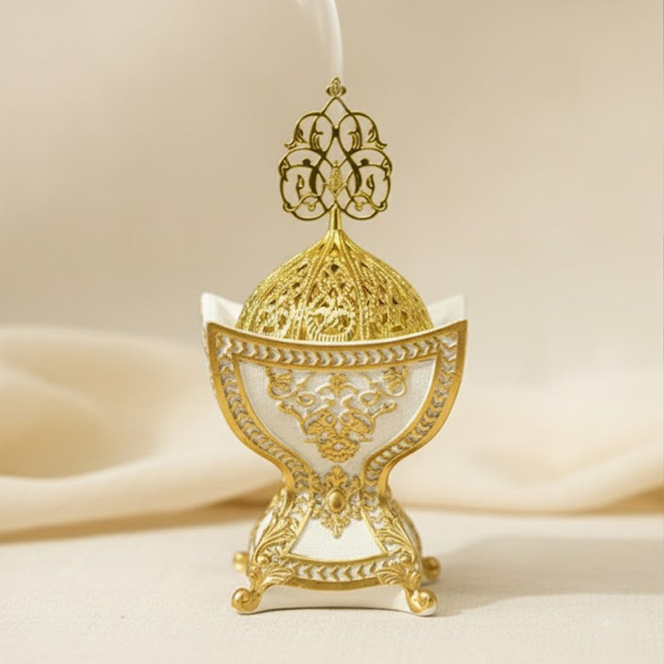 White-Gold Moroccan Incense Burner