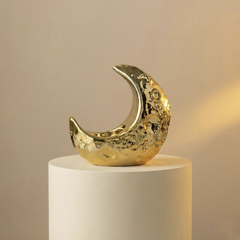 Ceramic Moon Candle Holder – Gold