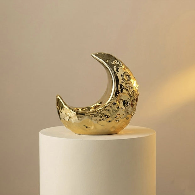 Ceramic Moon Candle Holder – Gold