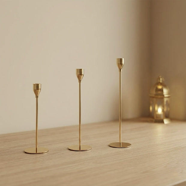 Modern Plated Iron Candle Holder 3-Piece Set – Gold