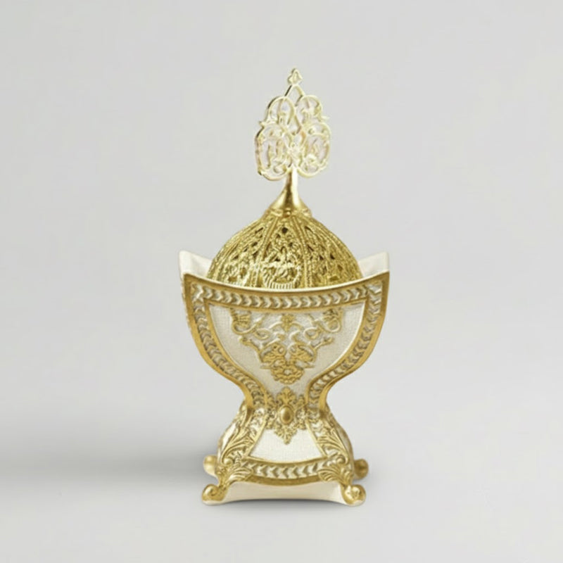 White-Gold Moroccan Incense Burner