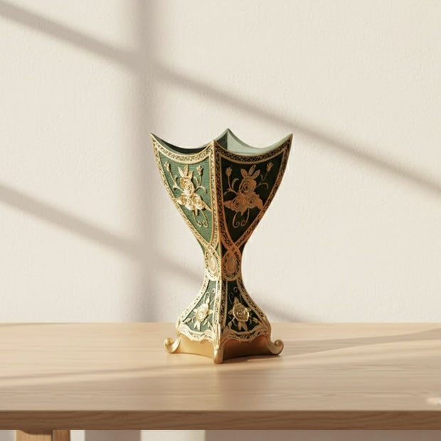 Baroque Rose Resin Incense Burner – Emerald Green & Gold