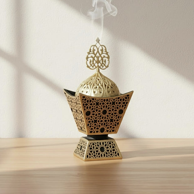 Black-Gold Lattice Moroccan Incense Burner