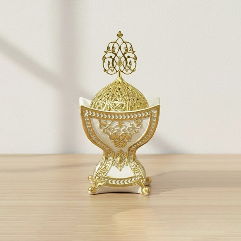 White-Gold Moroccan Incense Burner