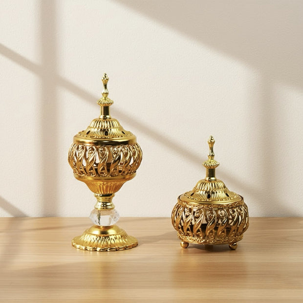 Moroccan-Inspired Gold Filigree Incense Burner