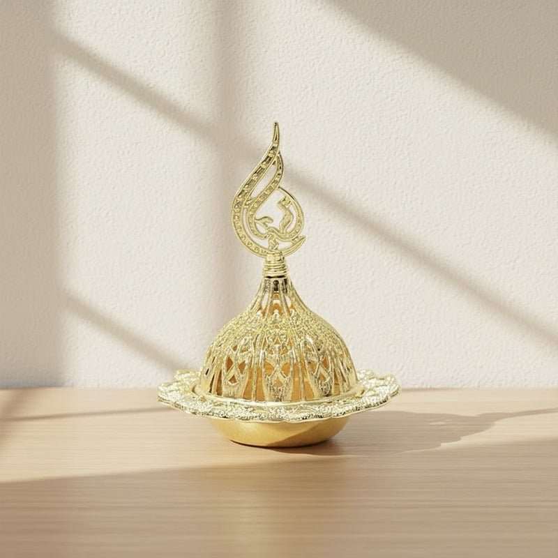 Sacred Heart Gold Metal Incense Burner