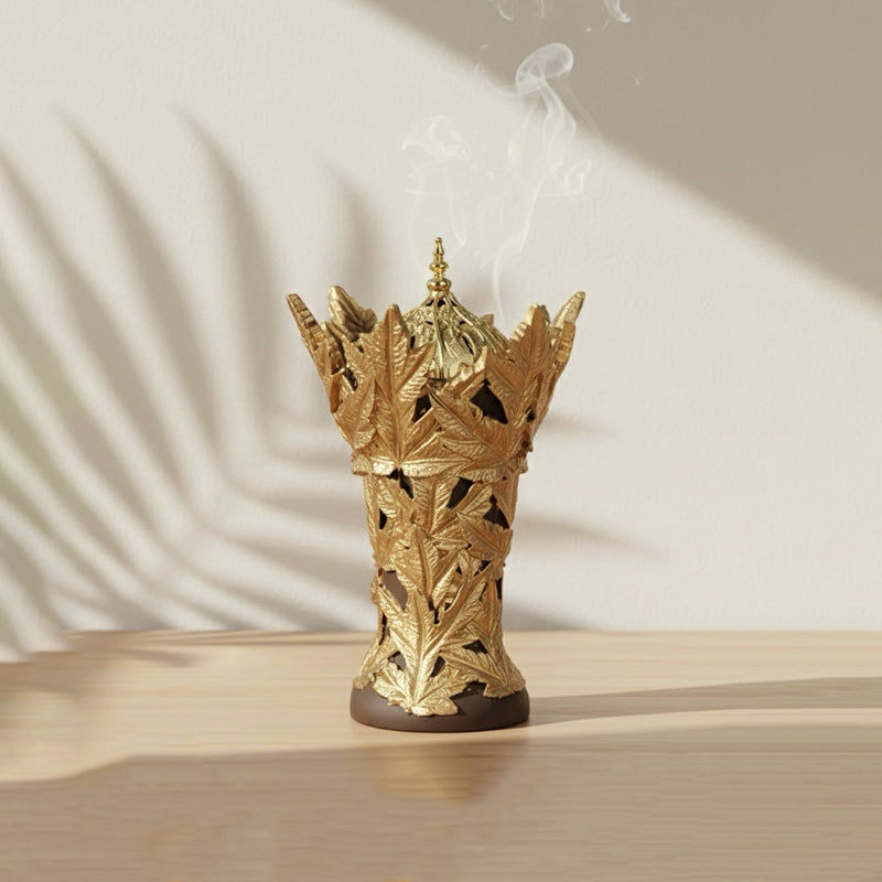 Golden Maple Leaf Resin Incense Burner