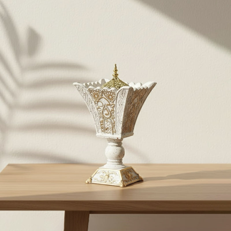 Arabian White & Gold Resin Incense Burner