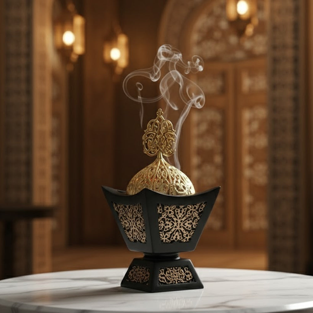 Black-Gold Moroccan Incense Burner