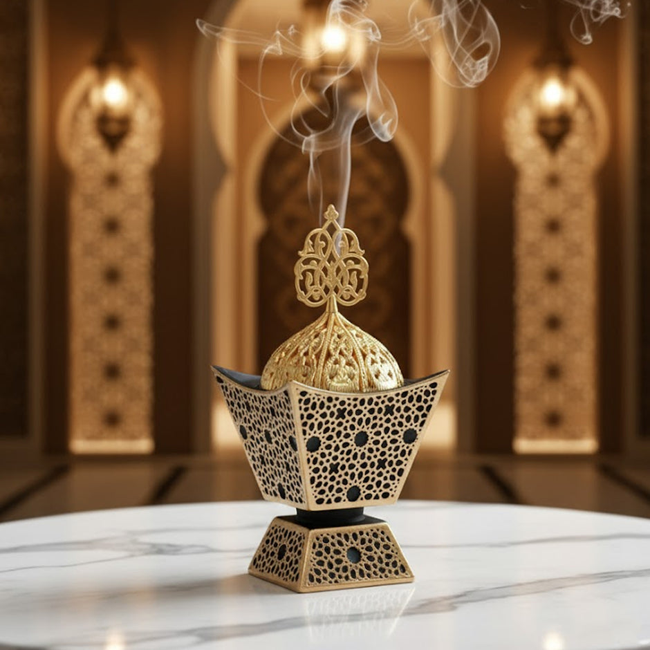 Black-Gold Lattice Moroccan Incense Burner