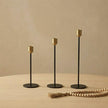 Modern Plated Iron Candle Holder 3-Piece Set – Black & Gold