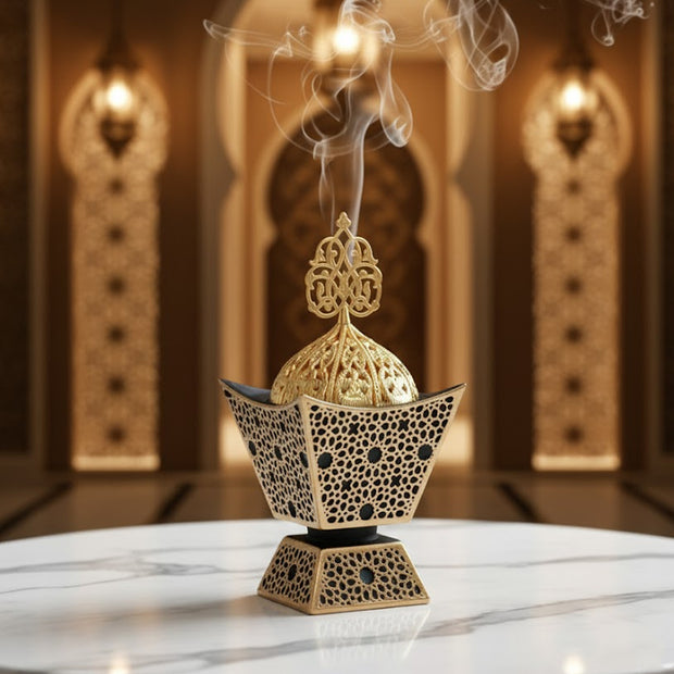Black-Gold Lattice Moroccan Incense Burner
