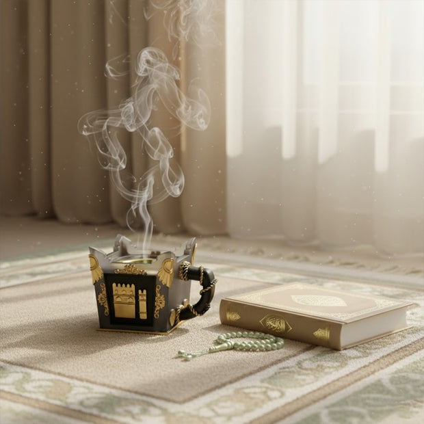 Black-Gold Kaaba-Inspired Incense Burner