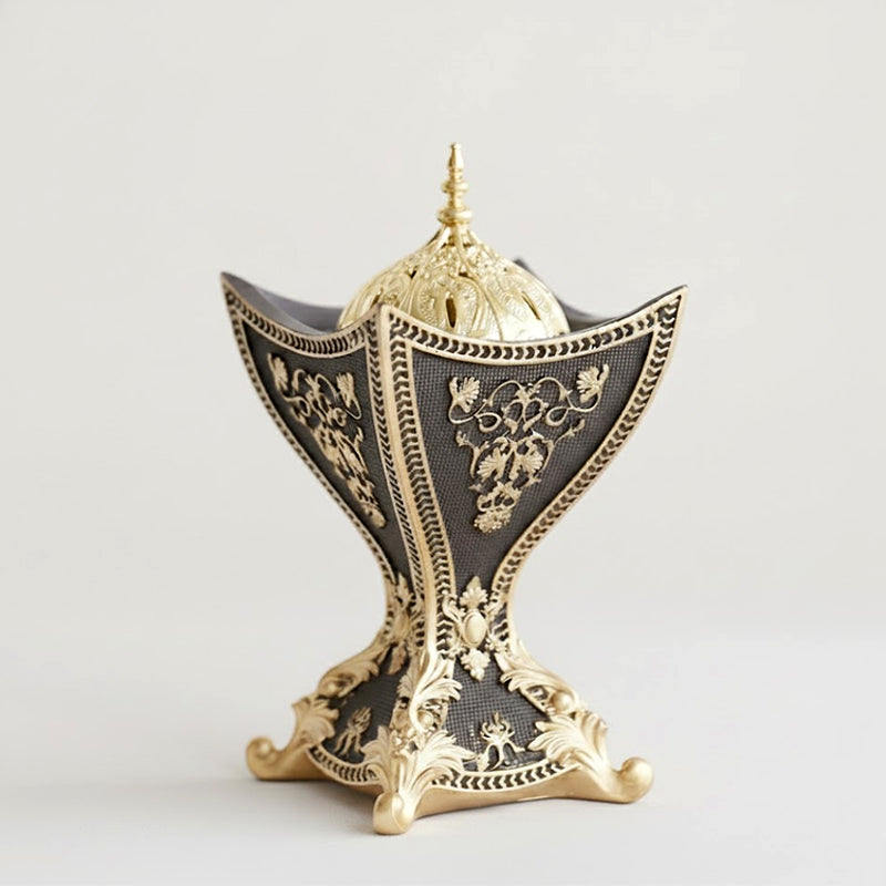 Moroccan-Style Elegant Mini Incense Burner – Black & Gold