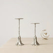 Modern Sculpted Alloy Candle Holder – Silver