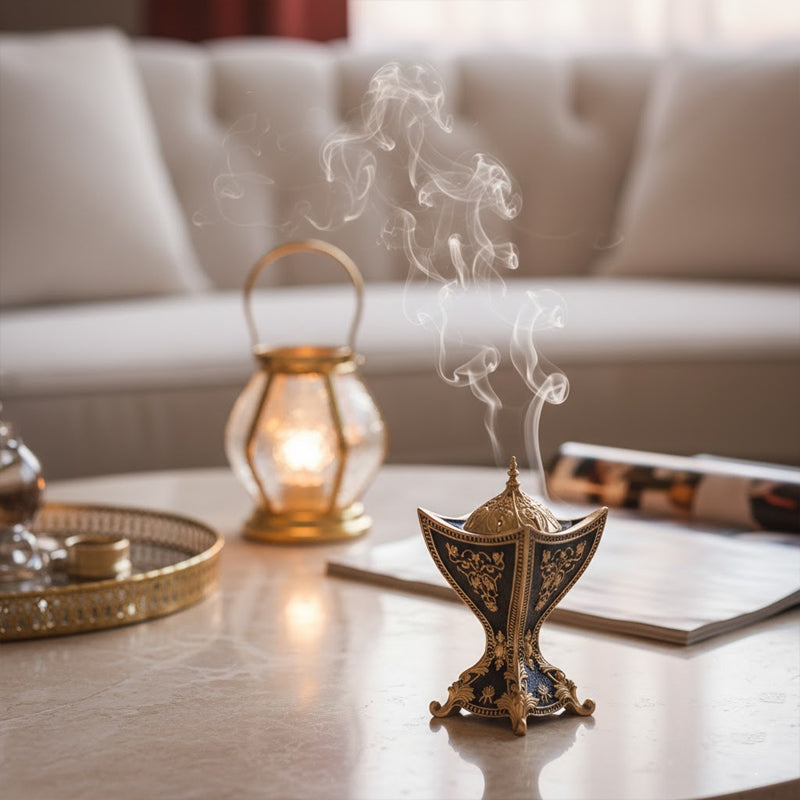 Moroccan-Style Elegant Mini Incense Burner – Black & Gold