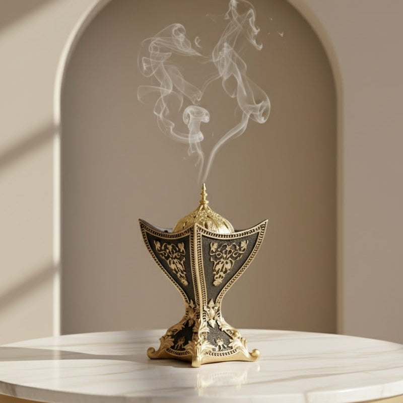 Moroccan-Style Elegant Mini Incense Burner – Black & Gold