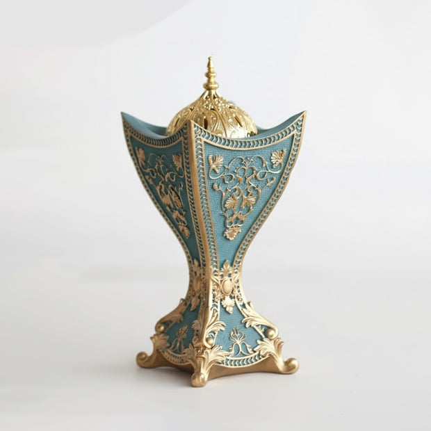 Moroccan-Style Elegant Mini Incense Burner – Teal & Gold
