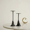 Modern Sculpted Alloy Candle Holder – Black