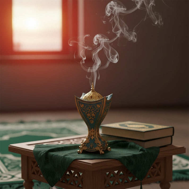 Moroccan-Style Elegant Mini Incense Burner – Teal & Gold