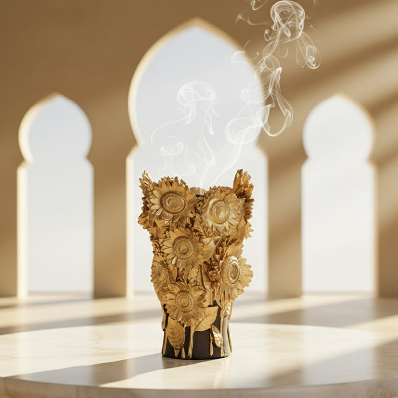 Golden Sunflower Resin Incense Burner