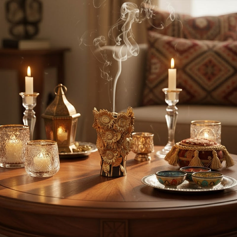 Golden Sunflower Resin Incense Burner