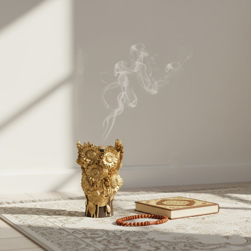 Golden Sunflower Resin Incense Burner