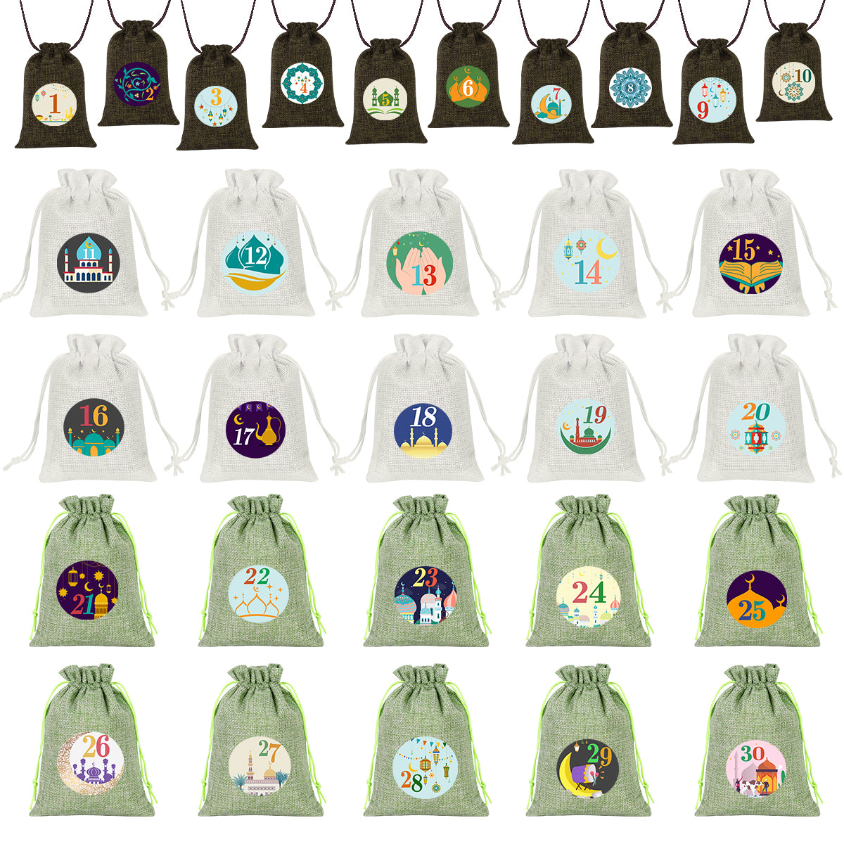 30 pieces of 2025 Ramadan Advent Calendar Digital Bag