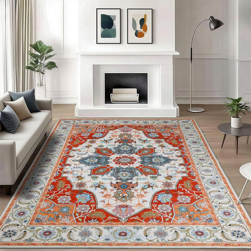 Saffron Red Area Rug – Non-Slip Living Room Rug