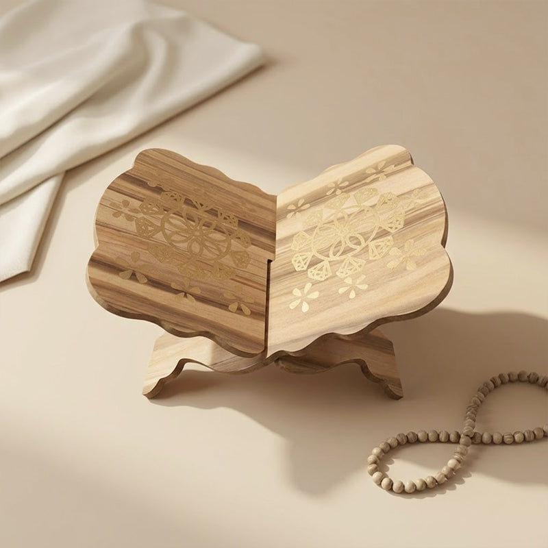 Foldable Islamic Book Stand – Natural Wood