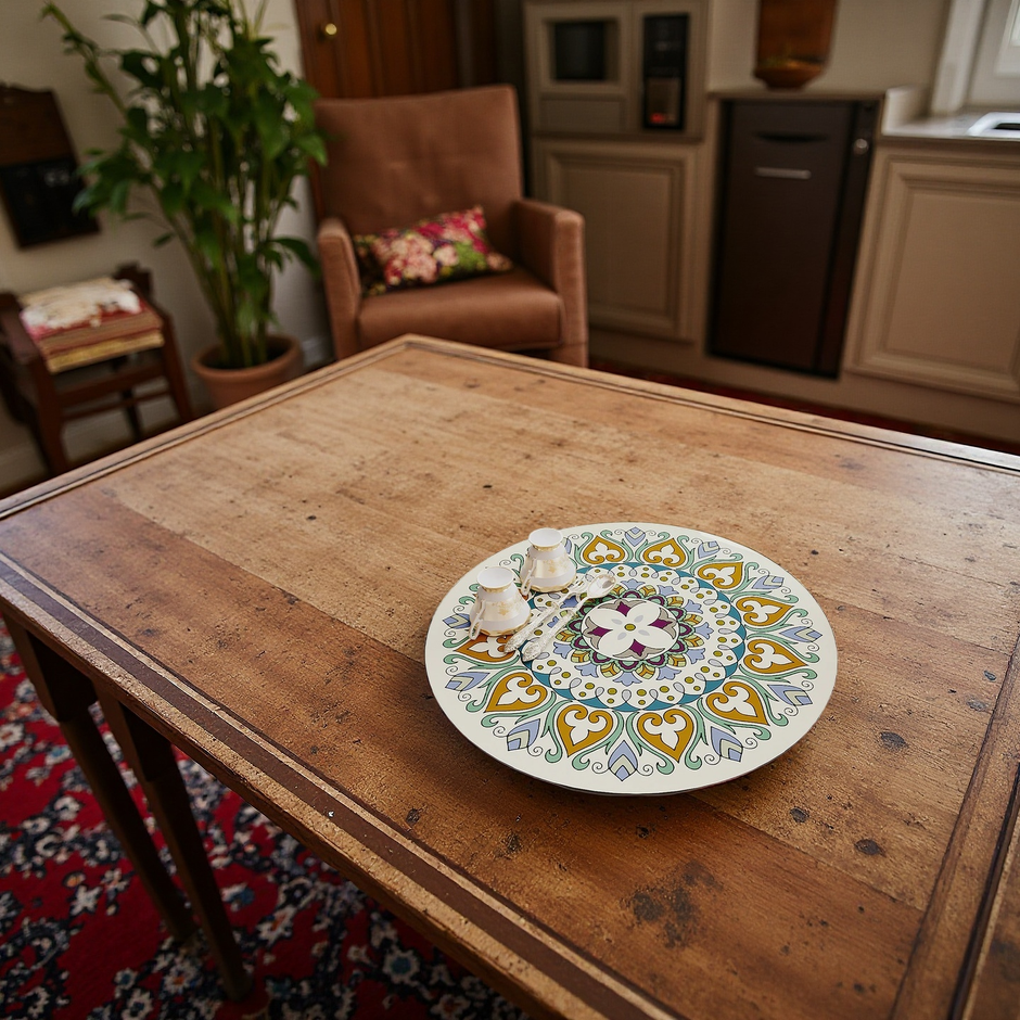Moroccan Floral Trivet Mat – Yellow & Blue