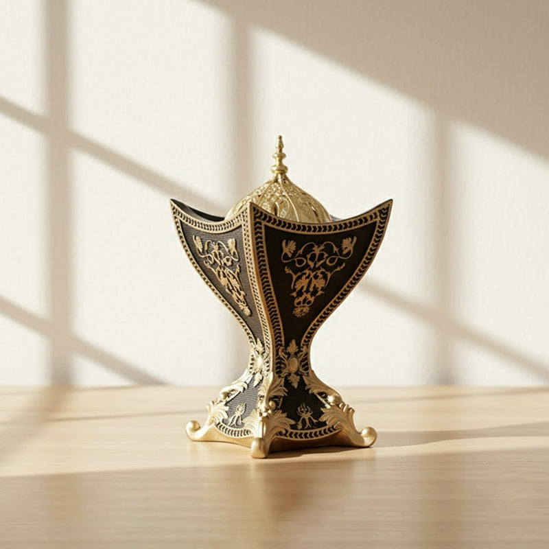 Moroccan-Style Elegant Mini Incense Burner – Black & Gold