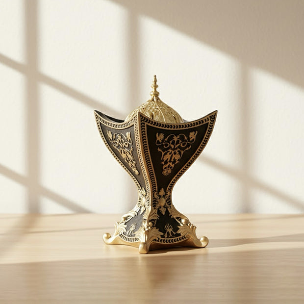 Moroccan-Style Elegant Mini Incense Burner – Black & Gold