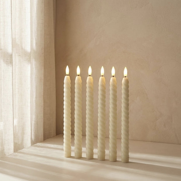 Remote LED Spiral Taper Candle – Cream