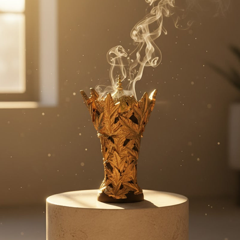 Golden Maple Leaf Resin Incense Burner
