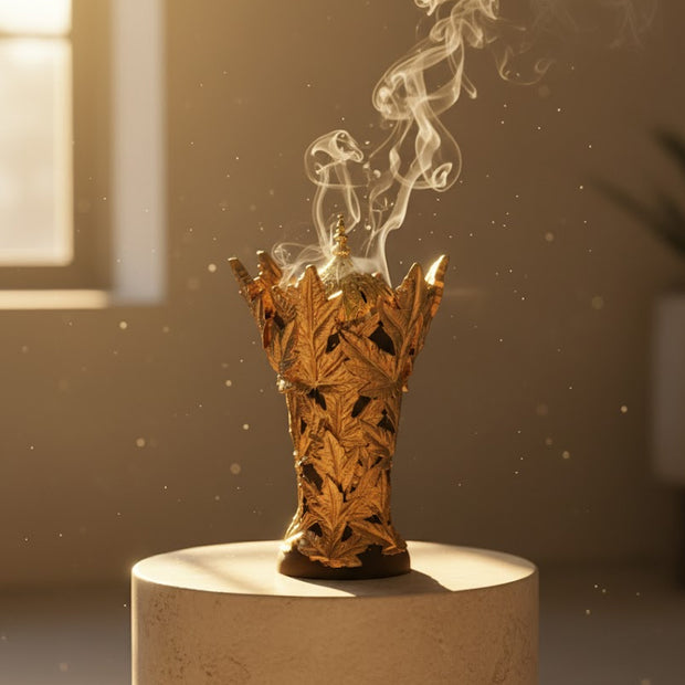 Golden Maple Leaf Resin Incense Burner